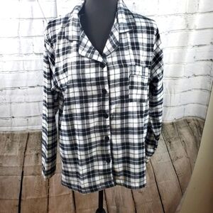 Just Love Black White Plaid Flanne Size Large